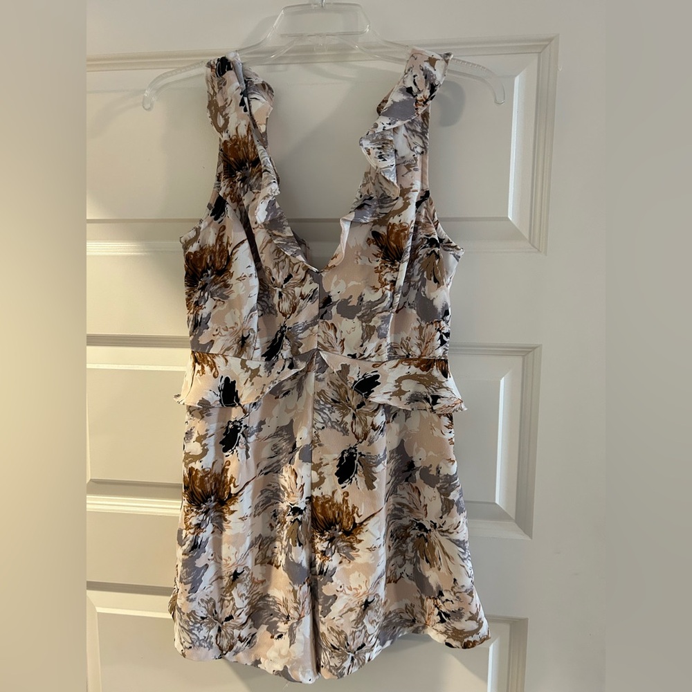 Pink Multi-Floral Print Ruffled Romper - Picture 3 of 4